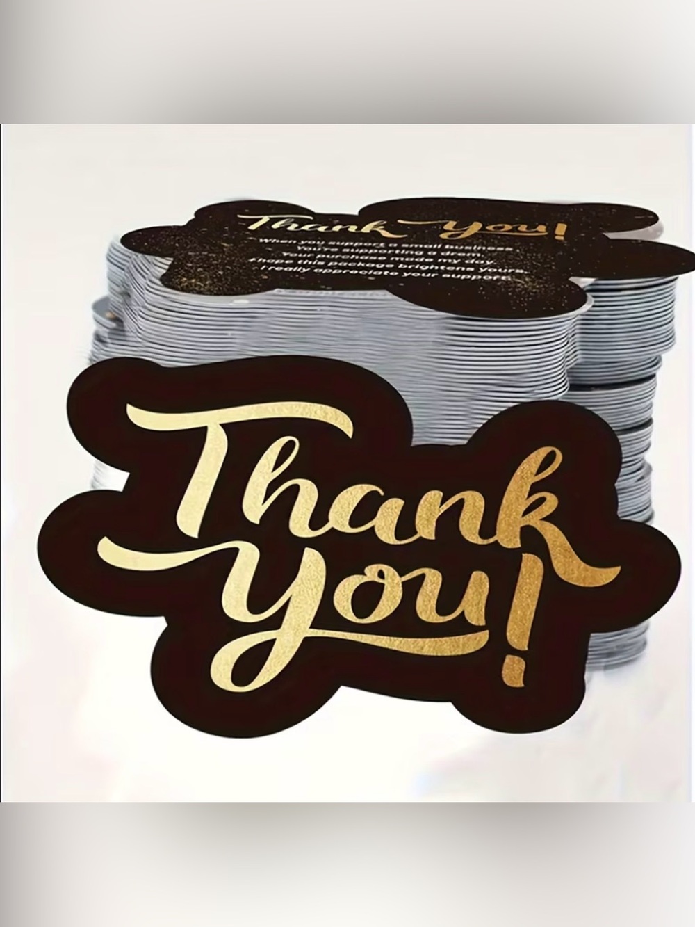 Thank You! Gold Foil Script Card - Black- 100pcs